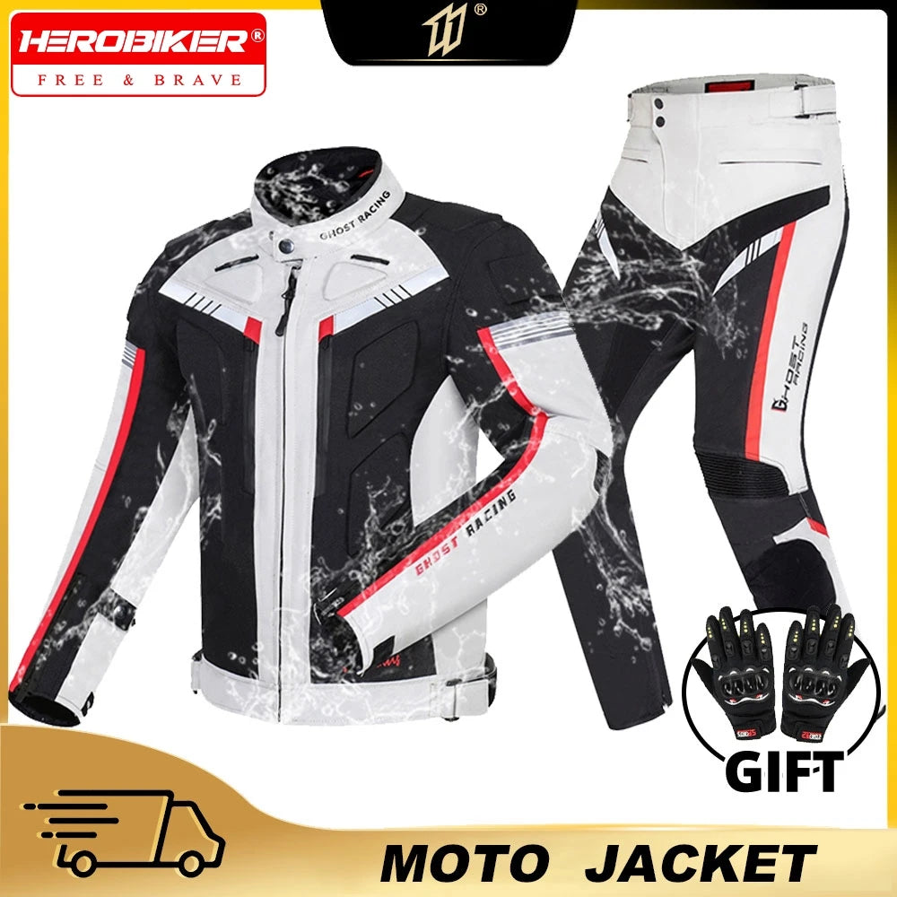 GHOST RACING Motorcycle Jacket Protective Gear Motorbike Riding moto jacket Waterproof windproof Moto Clothing Motorcycle Suits