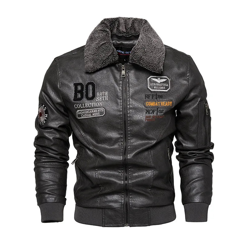 Men's Plus Size New PU Motorcycle Suit with Fleece Leather Jackets for Men Clothing