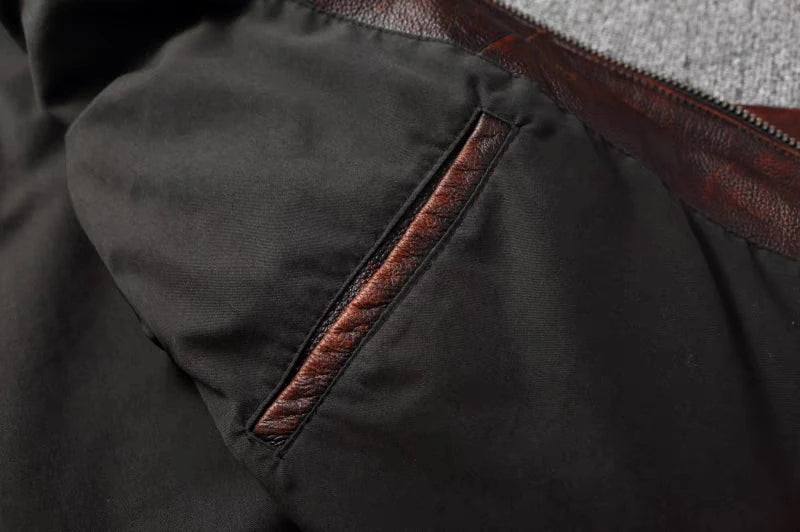 Pure Top Layer Cowhide Motorcycle Suit Leather Jacket Men's Cycling Jacket Slim Fit Stand Collar Short Black Jacket