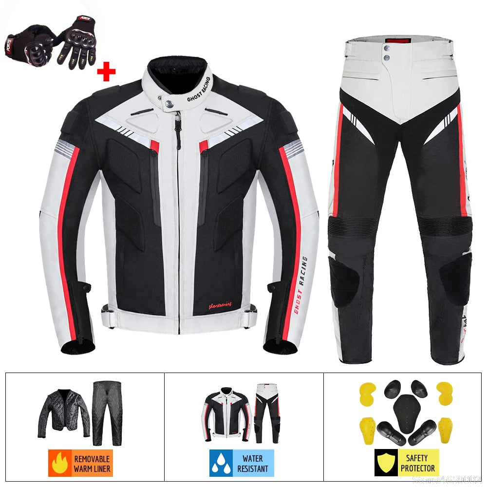 GHOST RACING Motorcycle Jacket Protective Gear Motorbike Riding moto jacket Waterproof windproof Moto Clothing Motorcycle Suits