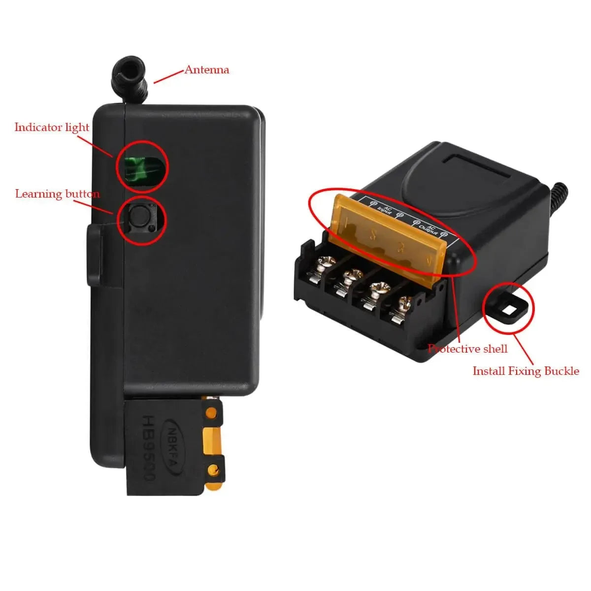 433Mhz Wireless Remote Control Switch AC 110V 220V 10A Relay 1CH Receiver Controller and 2botton RF 433 Mhz Transmitter