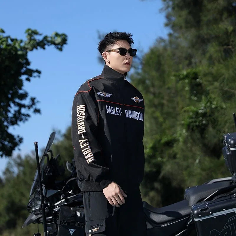 Spring Autumn Thin Racing Embroidered Motorcycle Jacket Cycling Suit Casual Sport Jacket For Harley Davidson Pan Car Accessories