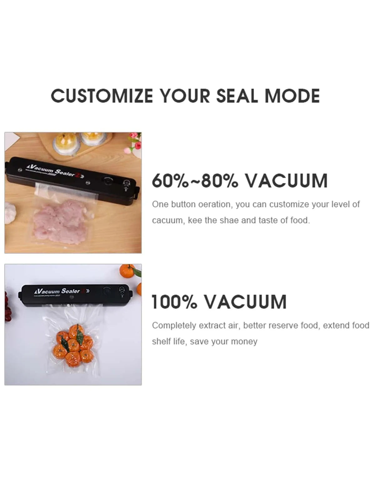 Vacuum Sealing machine, food preservation machine, small vacuum machine, fully automatic plastic sealing machine