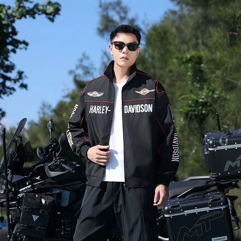 Spring Autumn Thin Racing Embroidered Motorcycle Jacket Cycling Suit Casual Sport Jacket For Harley Davidson Pan Car Accessories