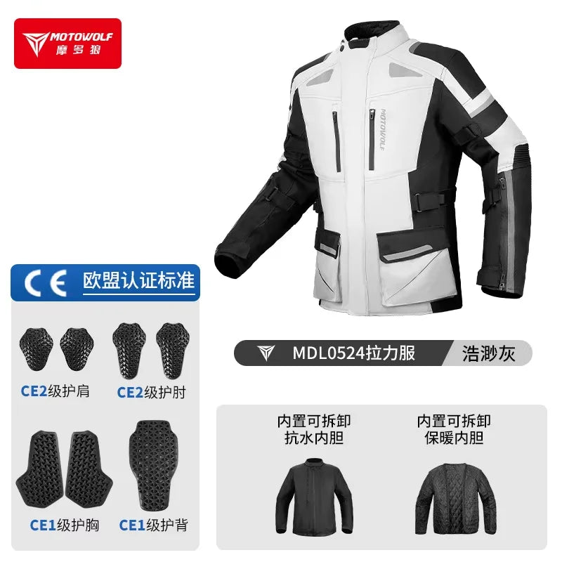 Motorcycle Travel Long-Distance Riding Rally Suit Built-in CE Protective Waterproof Anti-Fall Warm Riding Suit Travel Suit