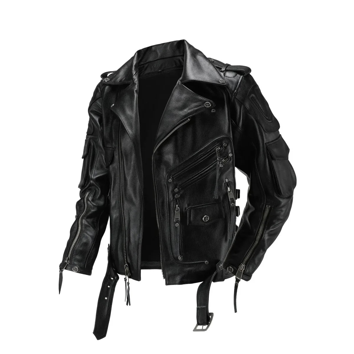 Copersian Men's Natural Leather Motorcycle Jacket Top Layer Causal Vintage Retro Moto Suit Leather Coat  Dropshipping Factory