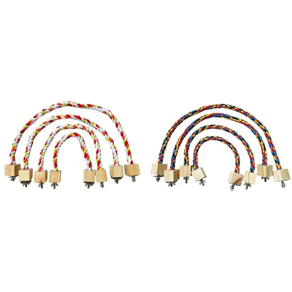 Pet Bird Bite Toys Parrot Color Cotton Rope Toys Elastic Parrot Climbing Toys Sturdy Bird Swing Harness Cage Pet Toy Swing Stand