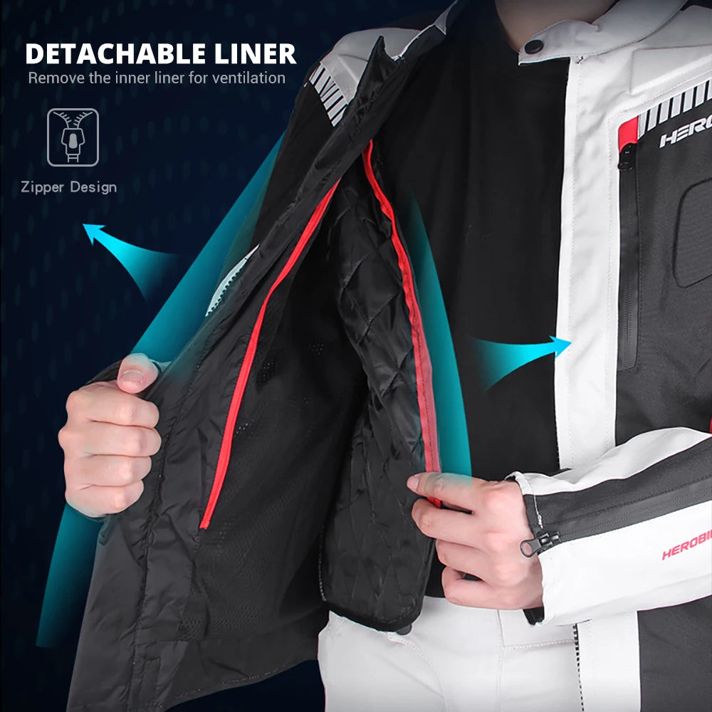 Waterproof Motorcycle Jackets Moto Jacket Pants Suit Motor Jacket For Men Women Interior Detachable Moto Clothes Keep Warm