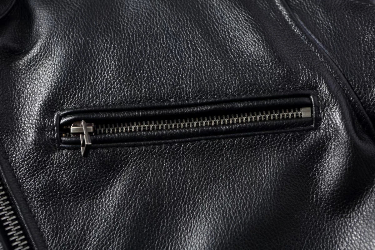 Pure Top Layer Cowhide Motorcycle Suit Leather Jacket Men's Cycling Jacket Slim Fit Stand Collar Short Black Jacket