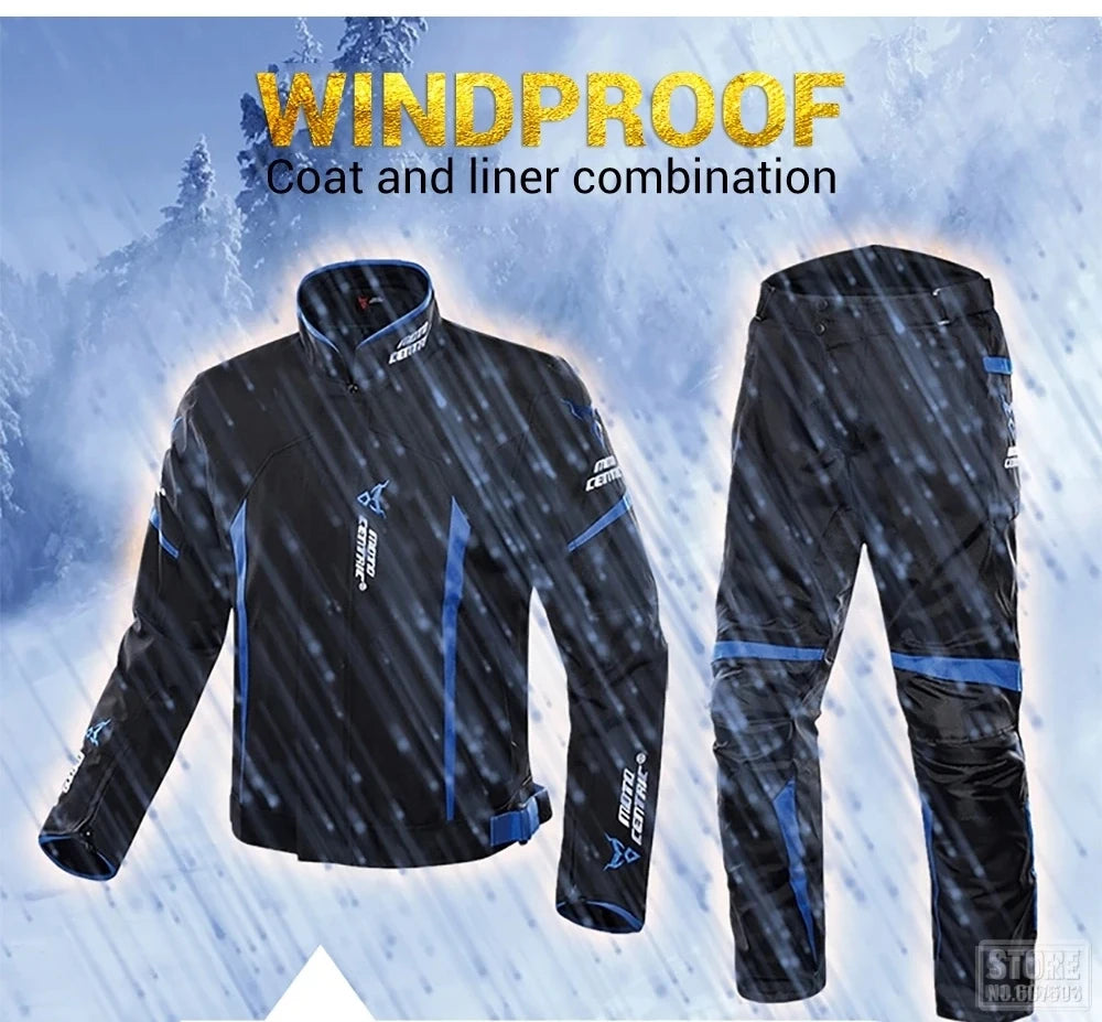 Waterproof Motorcycle Jacket + Pants Suit Summer Winter Body Armor Protective Gear Motocross Jacket Moto Protection Equipment