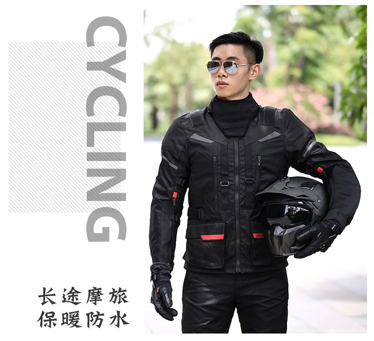 LYSCHY Motorcycle Riding Suit Rally Kit Large Size Drop-proof Waterproof Motorbike Travel Men Four Season Blouson Moto Homme
