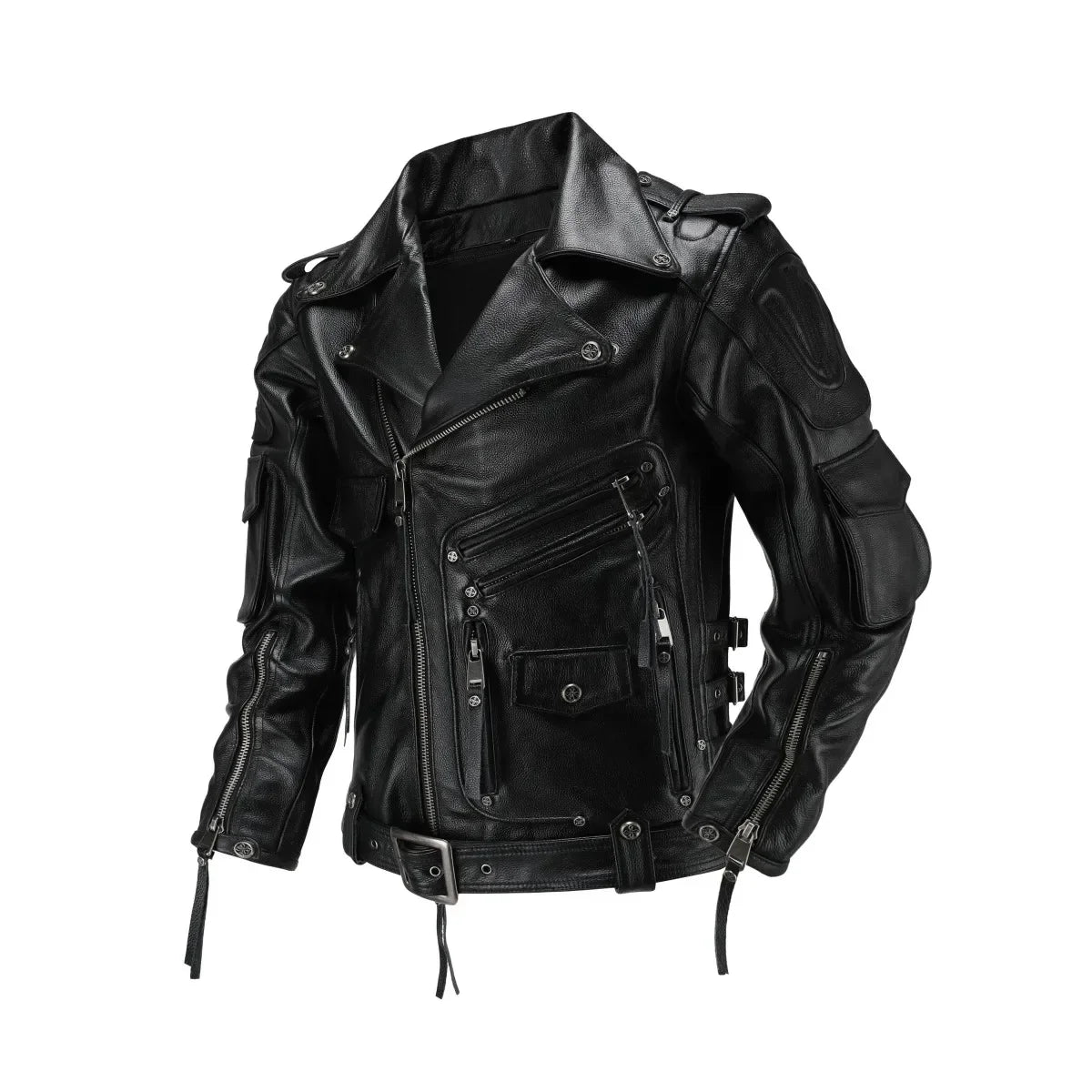 Men's Natural Leather Motorcycle Jacket Top Layer Causal Vintage Retro Moto Suit Leather Coat  Dropshipping