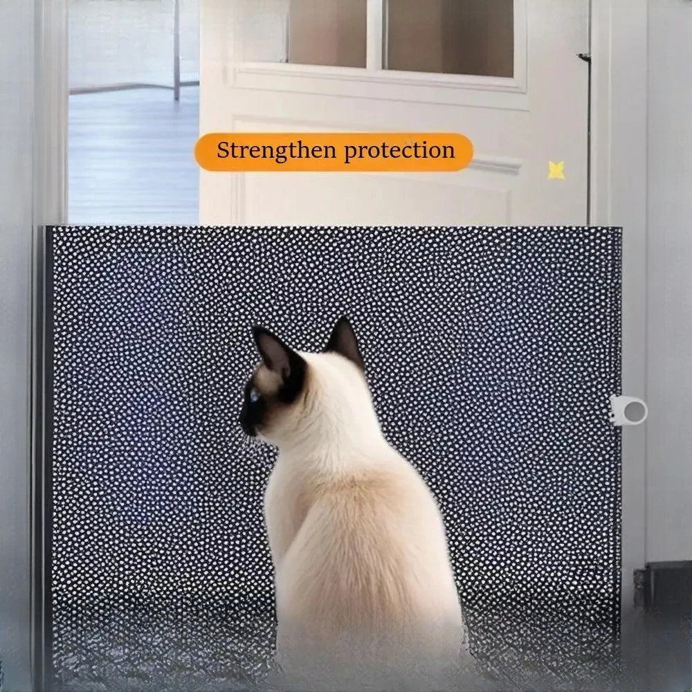 Retractable Dog Gate Mesh Safety Barrier for Indoor Use No Drilling Pet Isolation Fence for Small Dogs Doorway Hallway Stairs