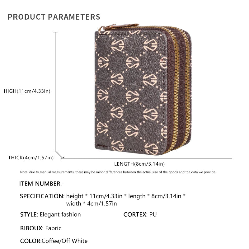 Chic Vintage Zippered Card Holder Wallet for Women - Secure Multi-Card Slots, Fashionable Faux Leather with Coin PurseLuxurious