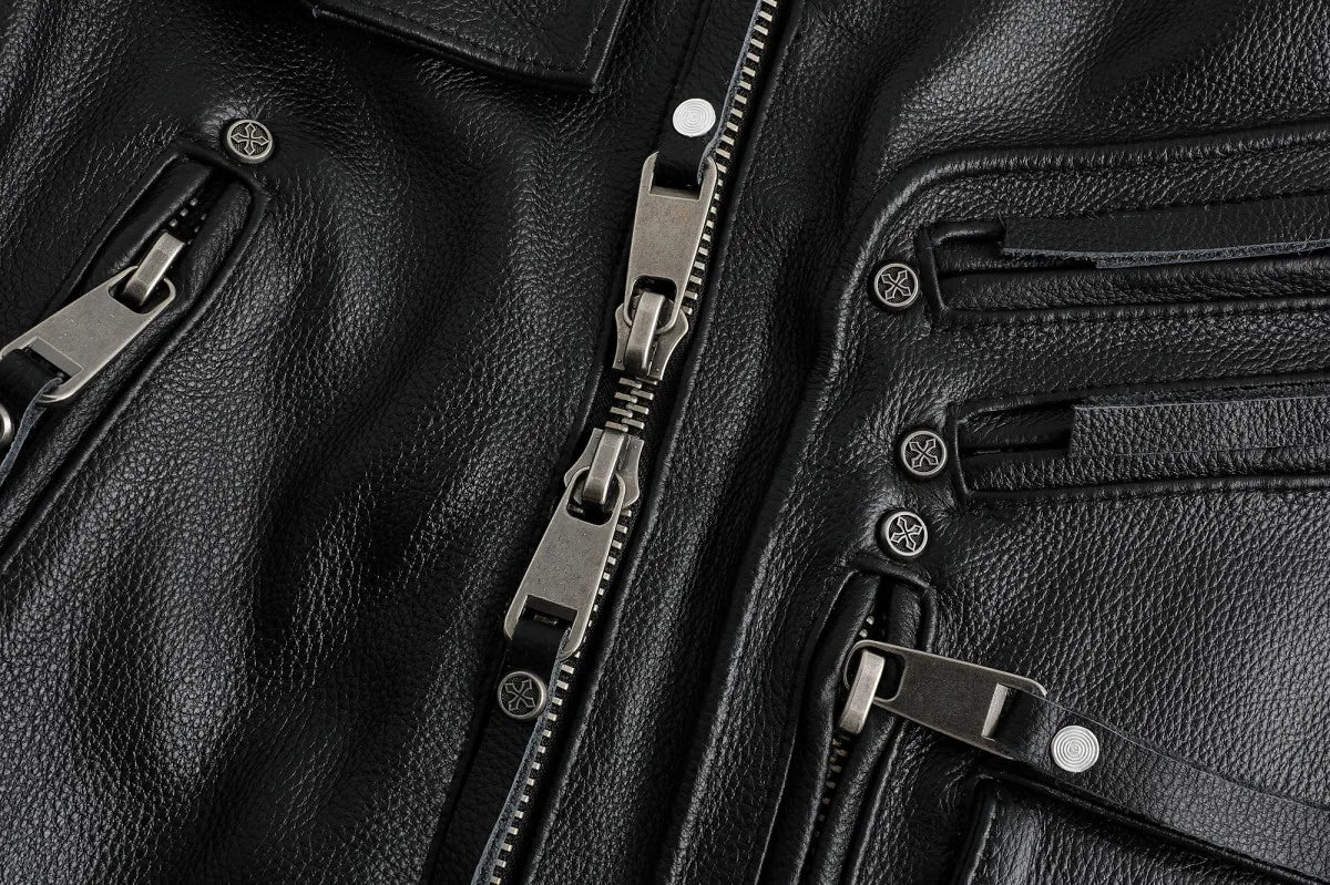 Copersian Men's Natural Leather Motorcycle Jacket Top Layer Causal Vintage Retro Moto Suit Leather Coat  Dropshipping Factory