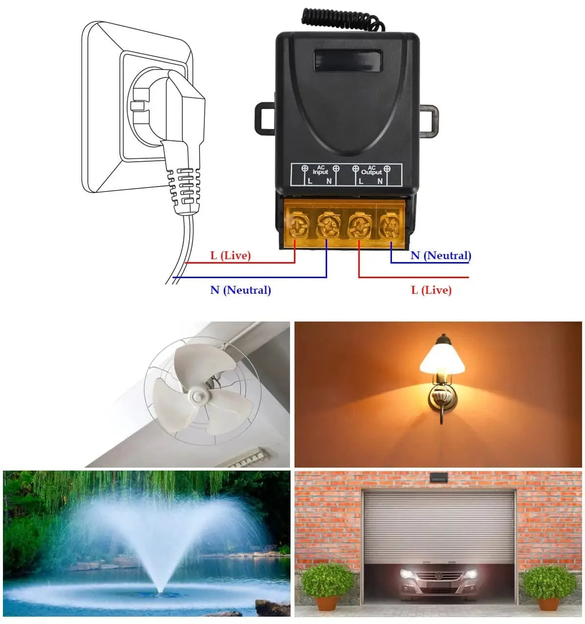 433Mhz Wireless Remote Control Switch AC 110V 220V 10A Relay 1CH Receiver Controller and 2botton RF 433 Mhz Transmitter