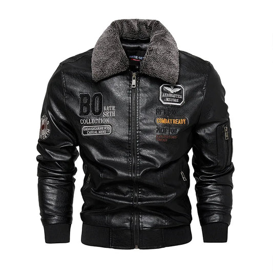 Men's Plus Size New PU Motorcycle Suit with Fleece Leather Jackets for Men Clothing