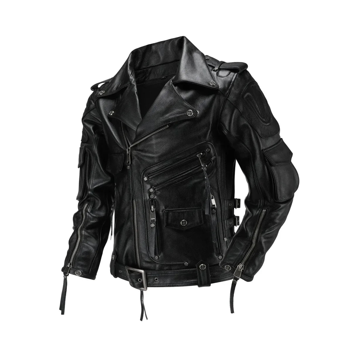 Copersian Men's Natural Leather Motorcycle Jacket Top Layer Causal Vintage Retro Moto Suit Leather Coat  Dropshipping Factory