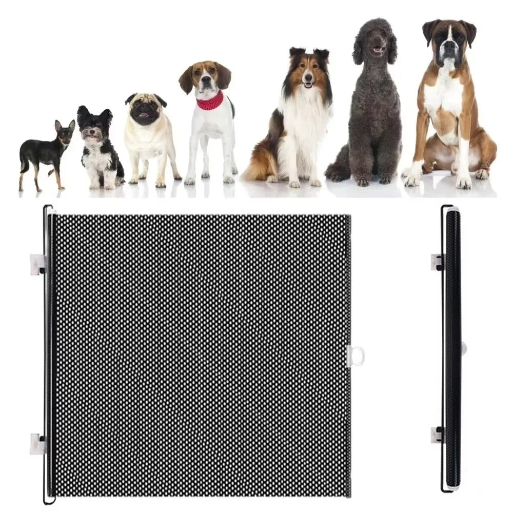 Retractable Dog Gate Mesh Safety Barrier for Indoor Use No Drilling Pet Isolation Fence for Small Dogs Doorway Hallway Stairs