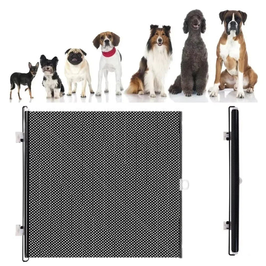 Retractable Dog Gate Mesh Safety Barrier for Indoor Use No Drilling Pet Isolation Fence for Small Dogs Doorway Hallway Stairs