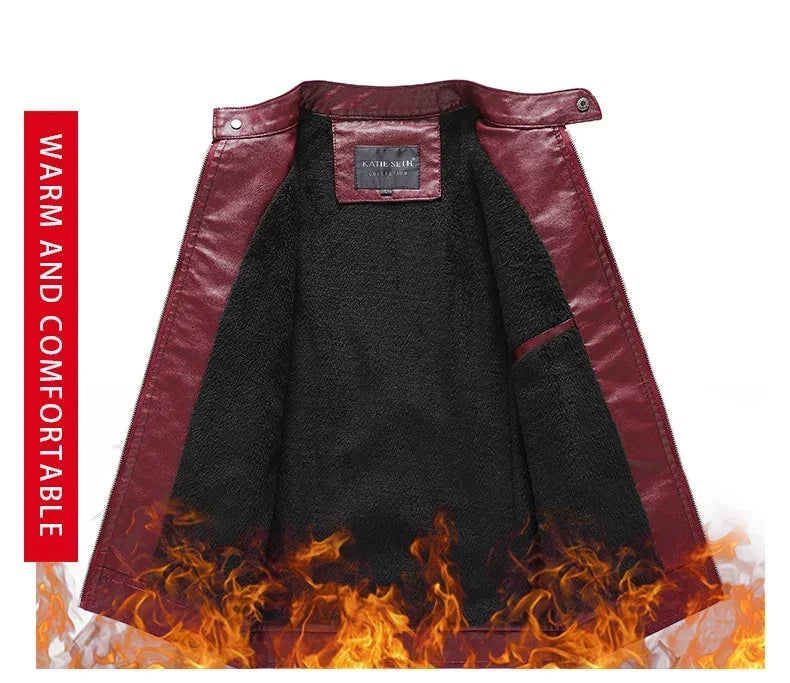 Motorcycle Commuting Racing Suit Men's Outdoor Cycling Coat 2025 Autumn European American Tough Guy Stand Collar Leather Jacket