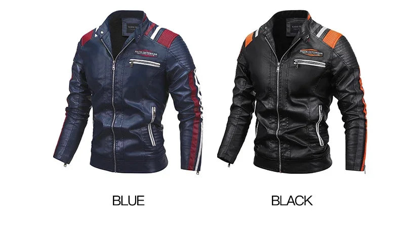 Motorcycle Commuting Racing Suit Men's Outdoor Cycling Coat 2025 Autumn European American Tough Guy Stand Collar Leather Jacket