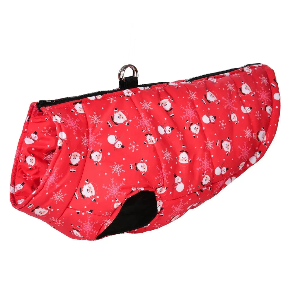 Waterproof Pet Jacket For Christmas Winter Warm Dog Coat For Small Medium Dogs New Year Santa Claus Print Pets Bulldog Outfits