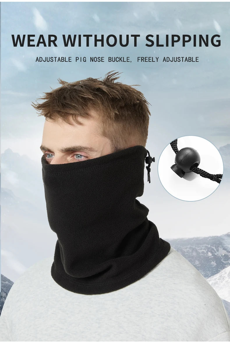 Motorcycle Warm Scarf Fleece Ski Mask Windproof Polar Fleece Cycling Drawstring Thickened Autumn Winter Unisex Face Cover