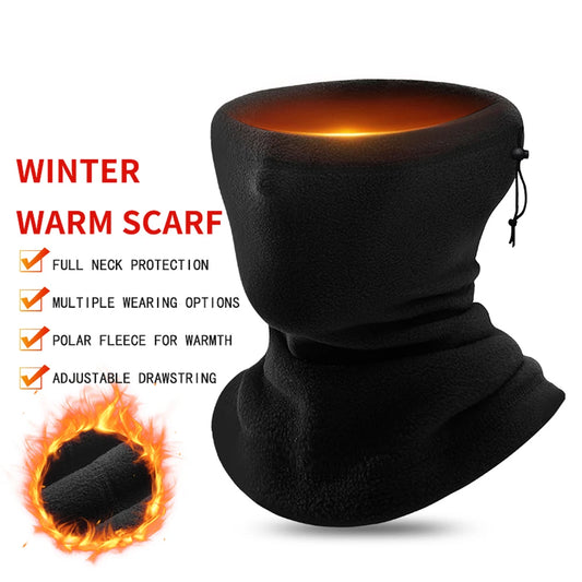 Motorcycle Warm Scarf Fleece Ski Mask Windproof Polar Fleece Cycling Drawstring Thickened Autumn Winter Unisex Face Cover