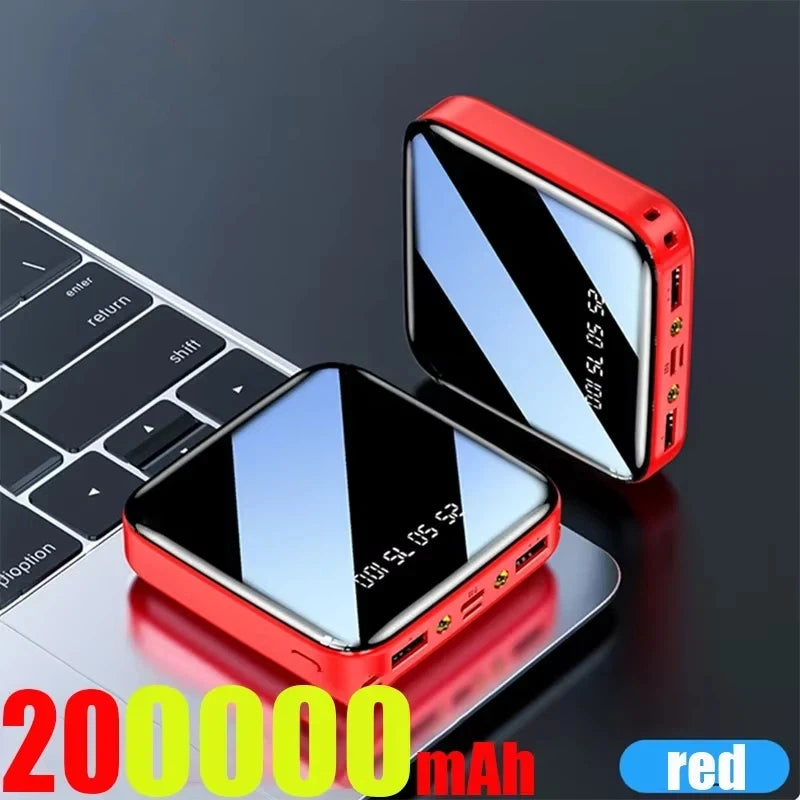 Mini 500000mAh Power Bank Portable Charger Mirror Screen LED Digital Powerbank External Battery for iPhone Huawei