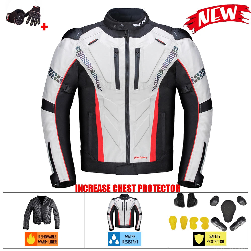 GHOST RACING Motorcycle Jacket Protective Gear Motorbike Riding moto jacket Waterproof windproof Moto Clothing Motorcycle Suits