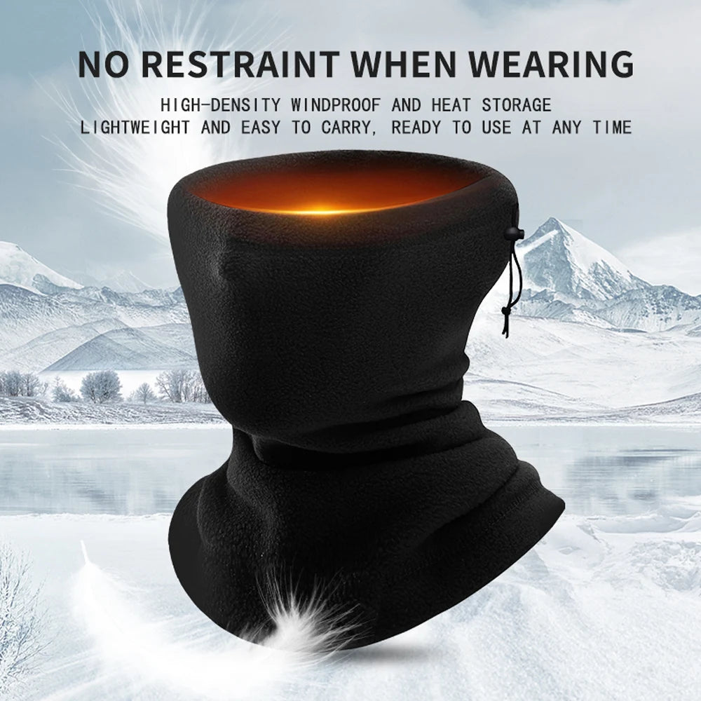 Motorcycle Warm Scarf Fleece Ski Mask Windproof Polar Fleece Cycling Drawstring Thickened Autumn Winter Unisex Face Cover