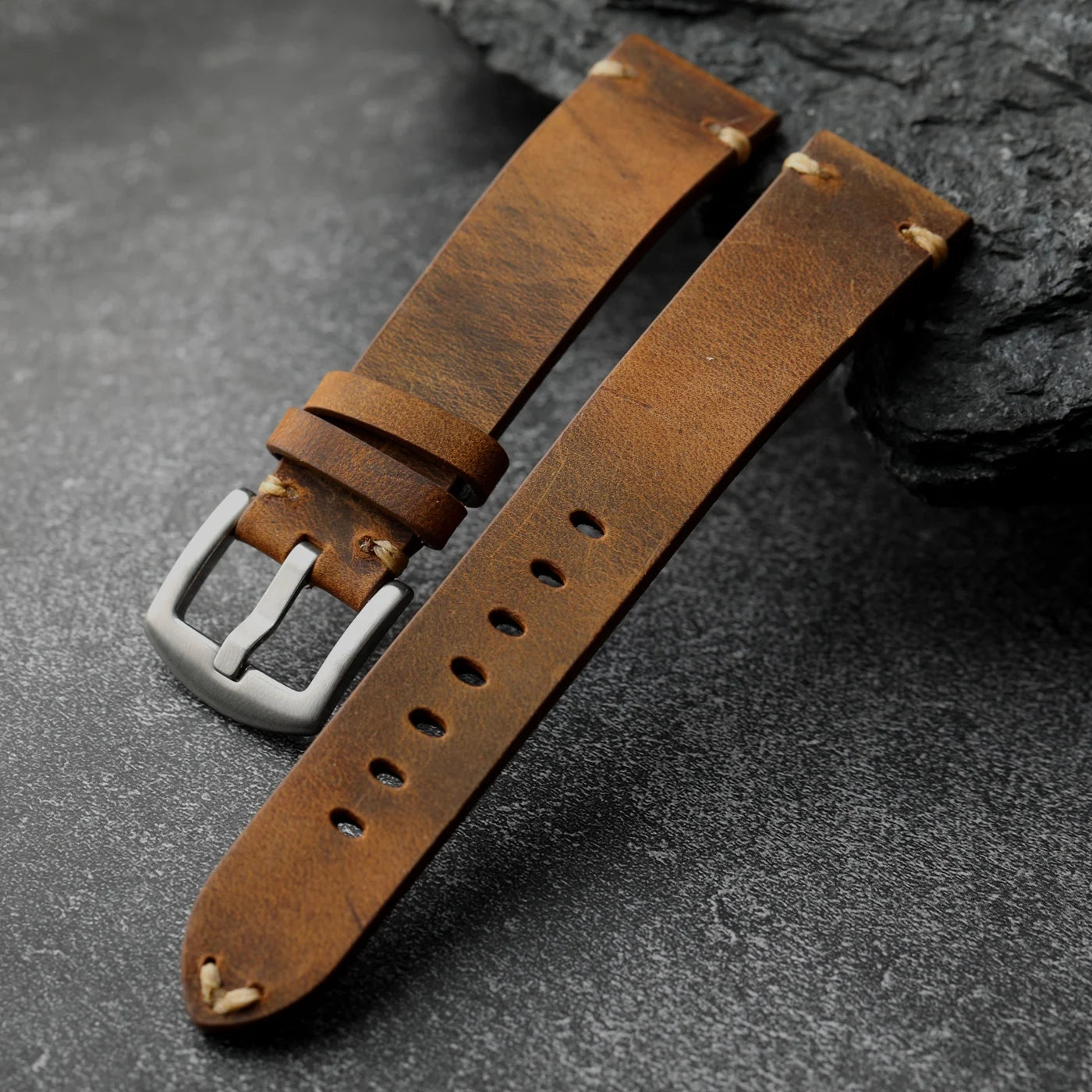 Handmade vintage men's leather strap, 18 19 20 21 22MM brown black soft strap, suitable for mechanical antique sports watches