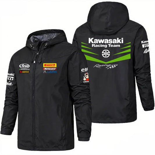 Kawasaki motorcycle assault suit windproof riding suit factory team jacket hooded motorcycle racing suit jacket