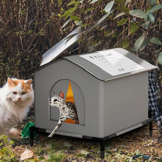 Stray Cat Houses with Mat Waterproof Winter Warm Shelter Foldable Pet Cave Nest Sleeping Beds for Outdoor Cats Small Dog Puppies
