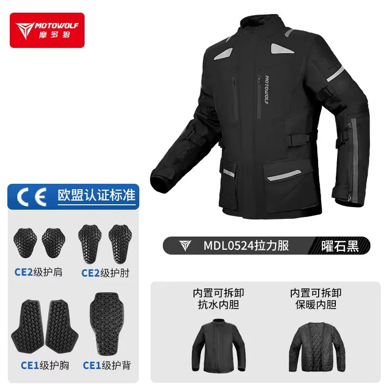 Motorcycle Travel Long-Distance Riding Rally Suit Built-in CE Protective Waterproof Anti-Fall Warm Riding Suit Travel Suit