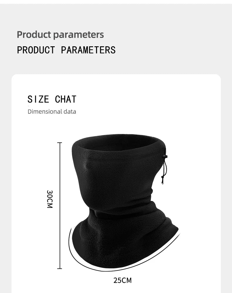 Motorcycle Warm Scarf Fleece Ski Mask Windproof Polar Fleece Cycling Drawstring Thickened Autumn Winter Unisex Face Cover