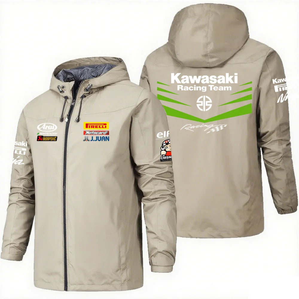 Kawasaki motorcycle assault suit windproof riding suit factory team jacket hooded motorcycle racing suit jacket