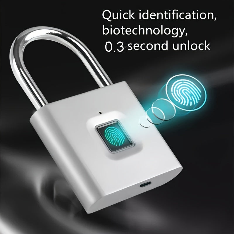 Mini Smart Fingerprint Padlock Keyless Biometric Lock with Fingerprint Unlock, USB-Rechargeable Battery, IP56 Waterproof, Antitheft Security, Zinc Alloy Body for Suitcase, Luggage, Backpack, Door, Compatible for Smart & Trave