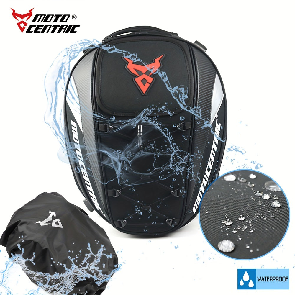 MOTOCENTRIC Waterproof Motorcycle Tail Bag Multi-functional Durable Rear Seat Bag 37L High Capacity Rider Helmet Backpack