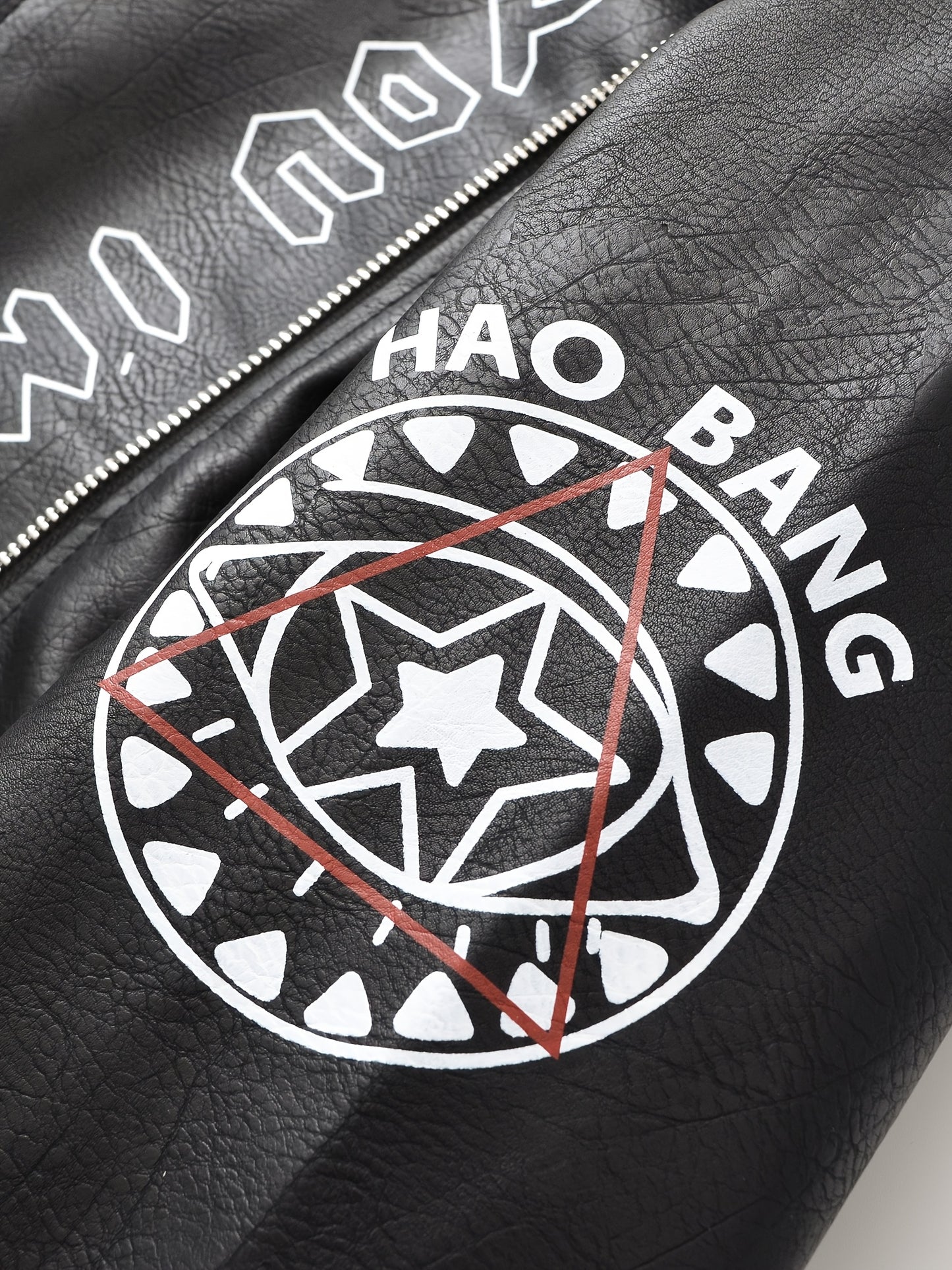 Women'S Black Faux Leather Jacket with "" & "STRUGGLE" Print, Motorcycle-Inspired Streetwear, Zipper Front, Shoulder Pads, and Decorative Studded Details - Spring/Fall Casual Style, Motorcycle Jacket, Spring Outerwear, Edgy F