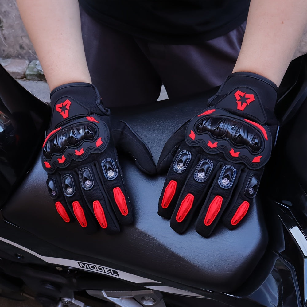 Summer Breathable Full Finger Motorcycle Gloves Non-slip Wear-resistant Motocross Racing Gloves Touch Screen for Moto Biker Gloves, Vemar