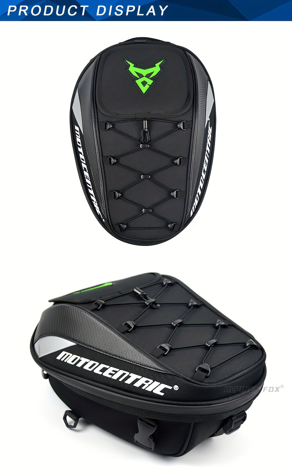 MOTOCENTRIC Waterproof Motorcycle Tail Bag Multi-functional Durable Rear Seat Bag 37L High Capacity Rider Helmet Backpack