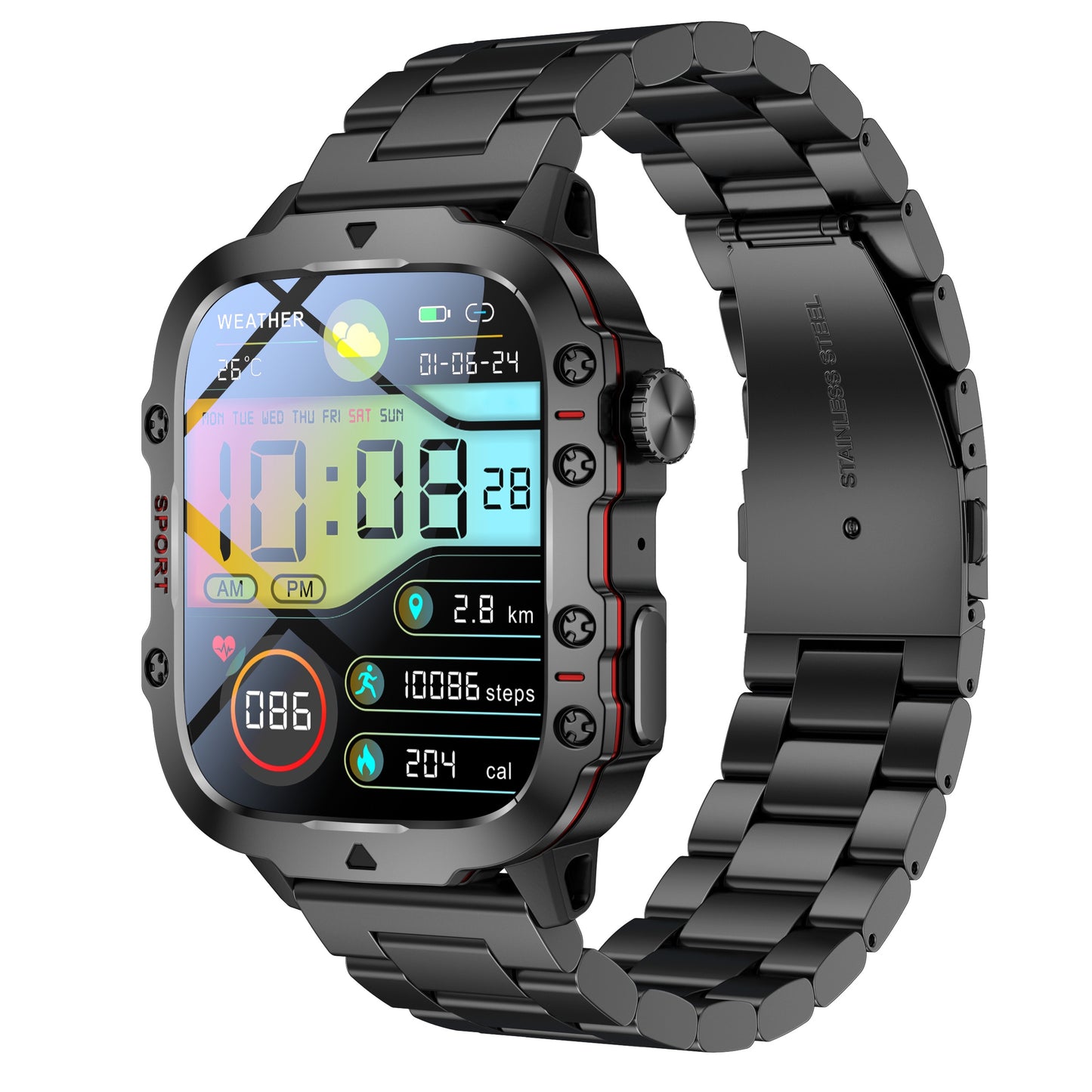 Purspo Outdoor Smartwatch (Answer/Make Calls), 4.98cm Smart Watch For IPhone And Android Phones, Waterproof Sport Watch With Lock-Screen/100+Sport Modes/Long Battery Life/Weather Forecast/Alarm Clock/ Good Gifts For Sportsmen