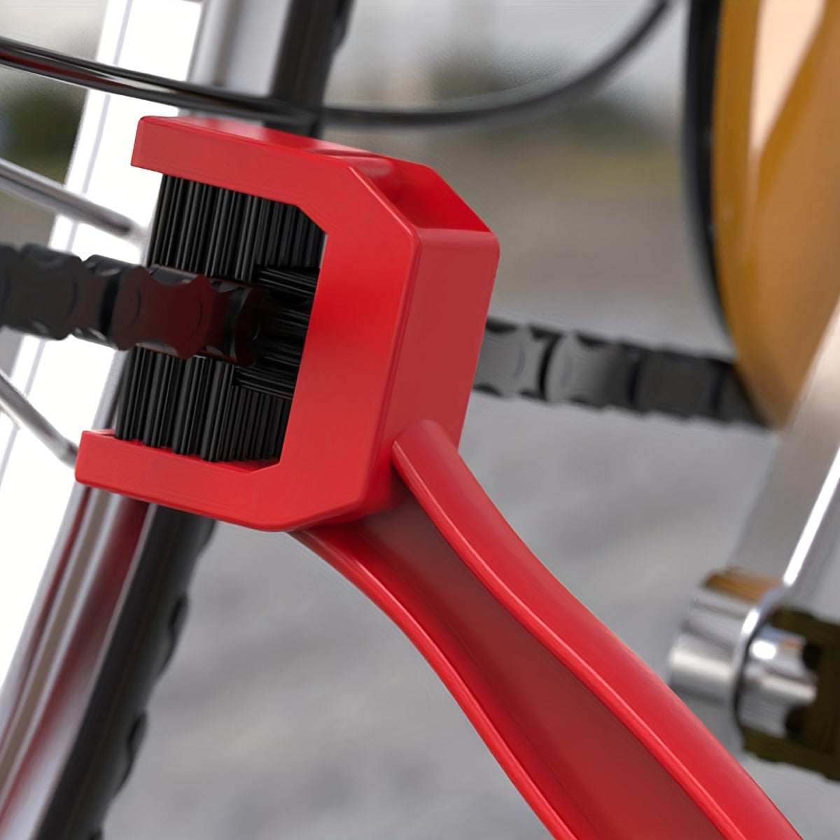 1pc Red Bicycle Chain Brush: Get Your Chain Cleaned Quickly and Easily with this Three-Sided Motorcycle Square Head Brush!