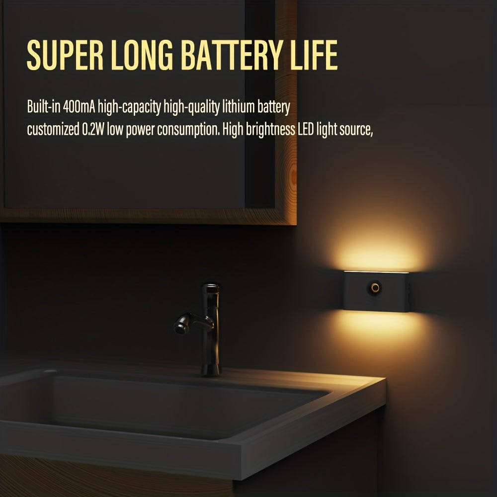 LED Smart Sensor Night Light Outdoor, Wireless USB Rechargeable Sensor Wall Light With Motion Sensor, Upper And Lower Glow To Protect Your Eyes Suitable For Outdoor Indoor, Gazebo, Patio, Bedroom, Hallway, Cabinet, Bathroom (
