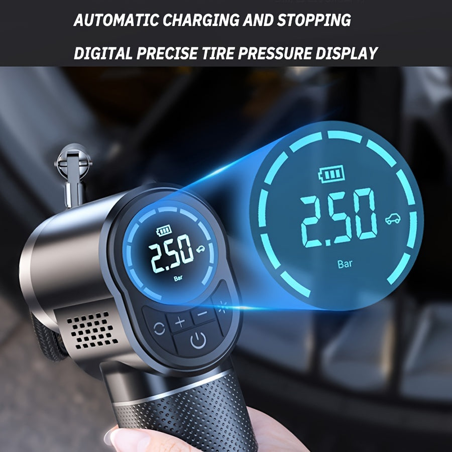 150PSI Handheld Air Compressor Electric Wireless Portable Tire Inflator Pump Digital Display LED Lighting, For Car Motorcycle Bicycle Balls