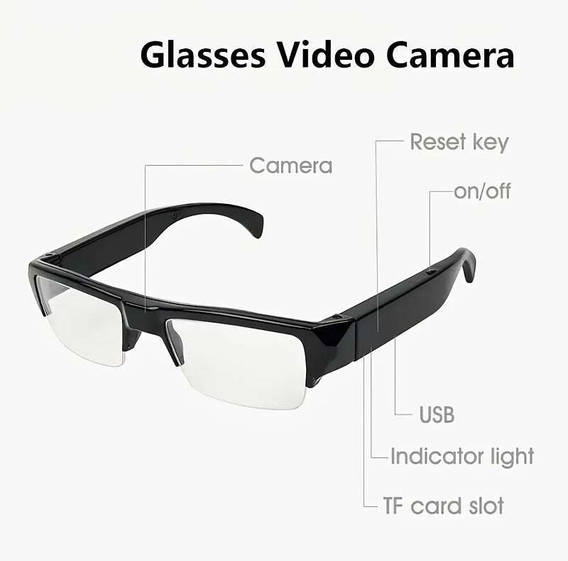 1080HD Video Smart Glasses with 64GB Body Camera Anti-Glare Lenses