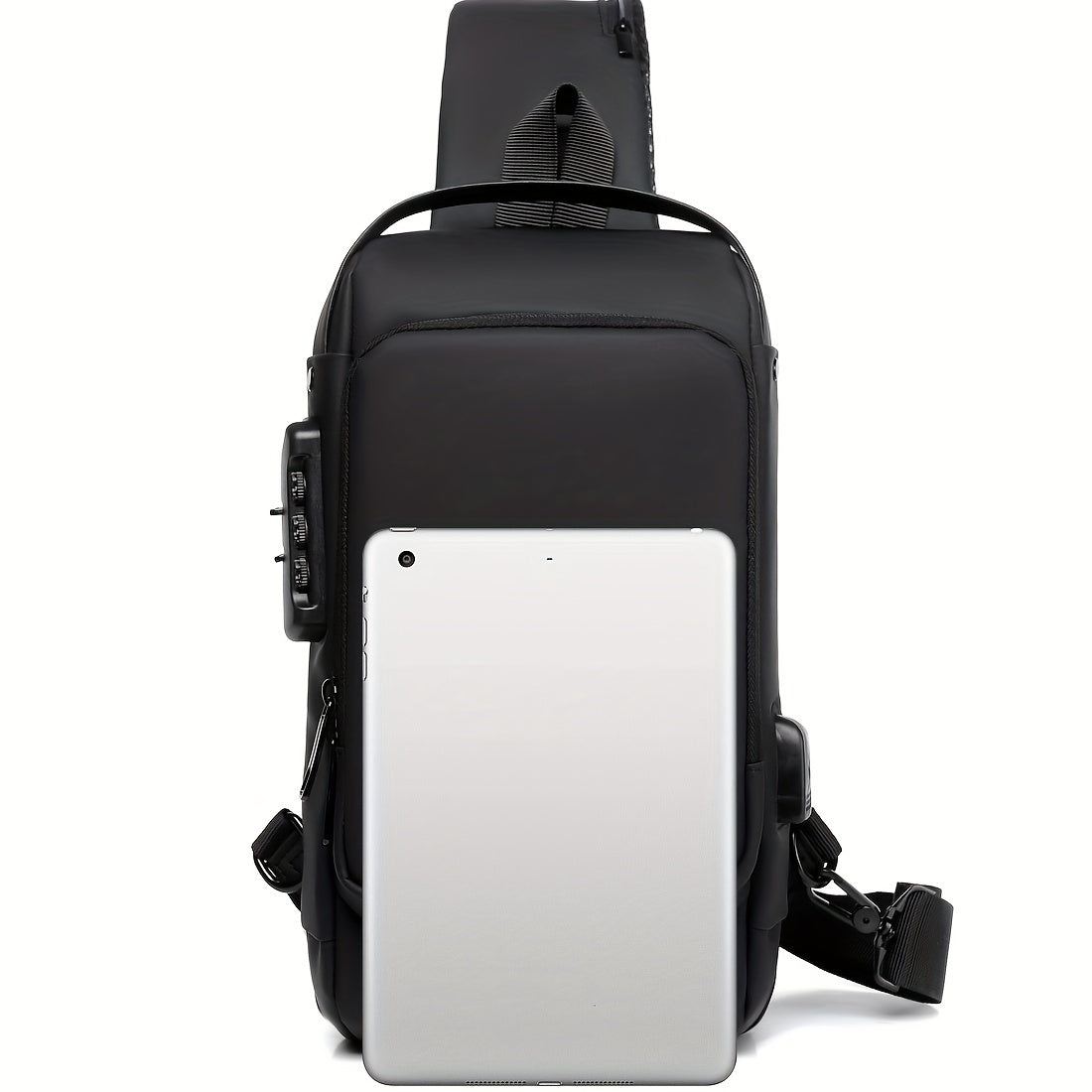 Men's Anti-Theft Password Lock Chest Bag - Fashionable Motorcycle and Leisure Sports Crossbody Bag, Durable Fabric, Adjustable Shoulder Strap