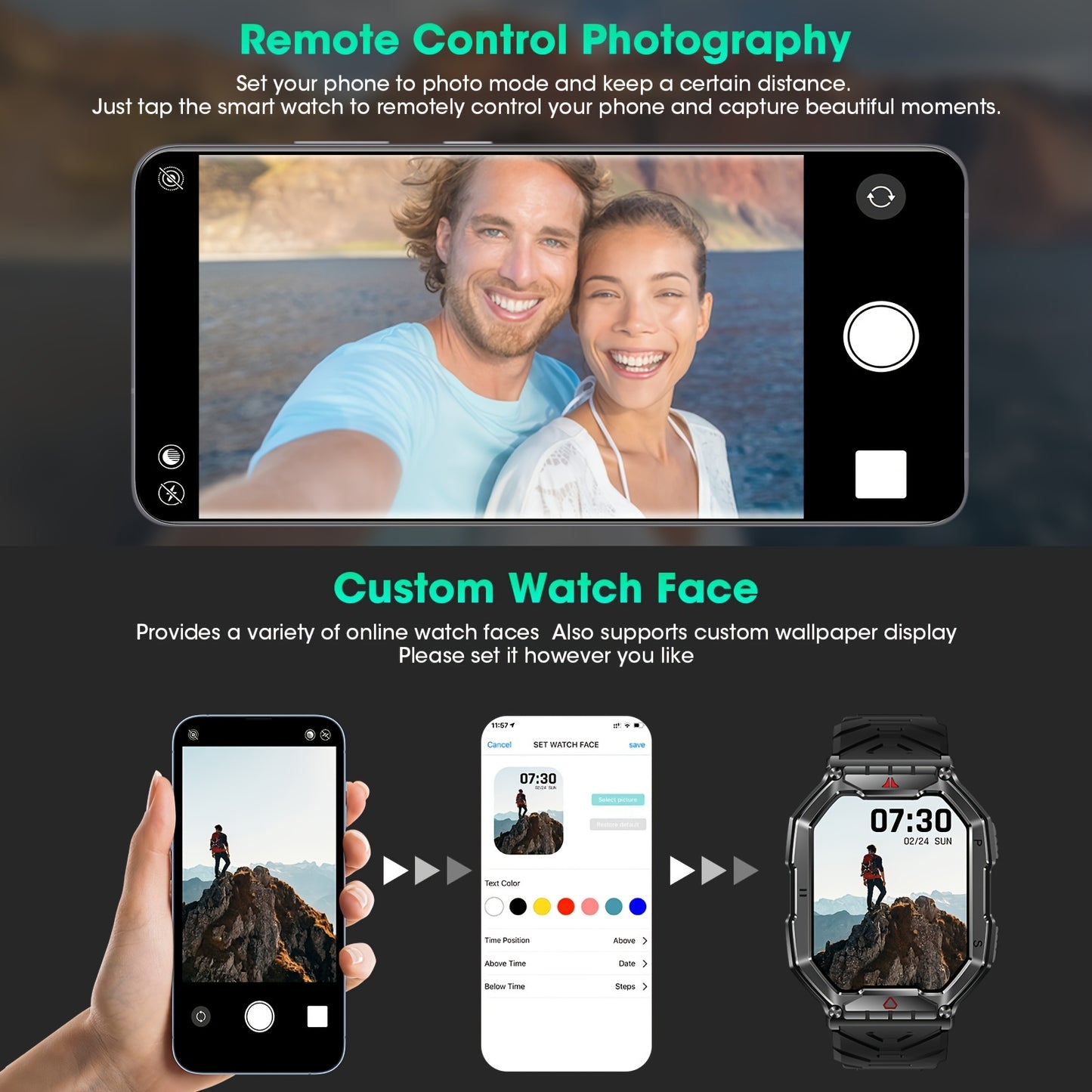 Ultra-clear Large-screen Smart Watch, Battery Life, Magnetic Charging, Hundreds Of Sports Mndreds Of Sportodes, With Flashlight, Wireless Calls, Built-in Altitude Compass, For Men And Women